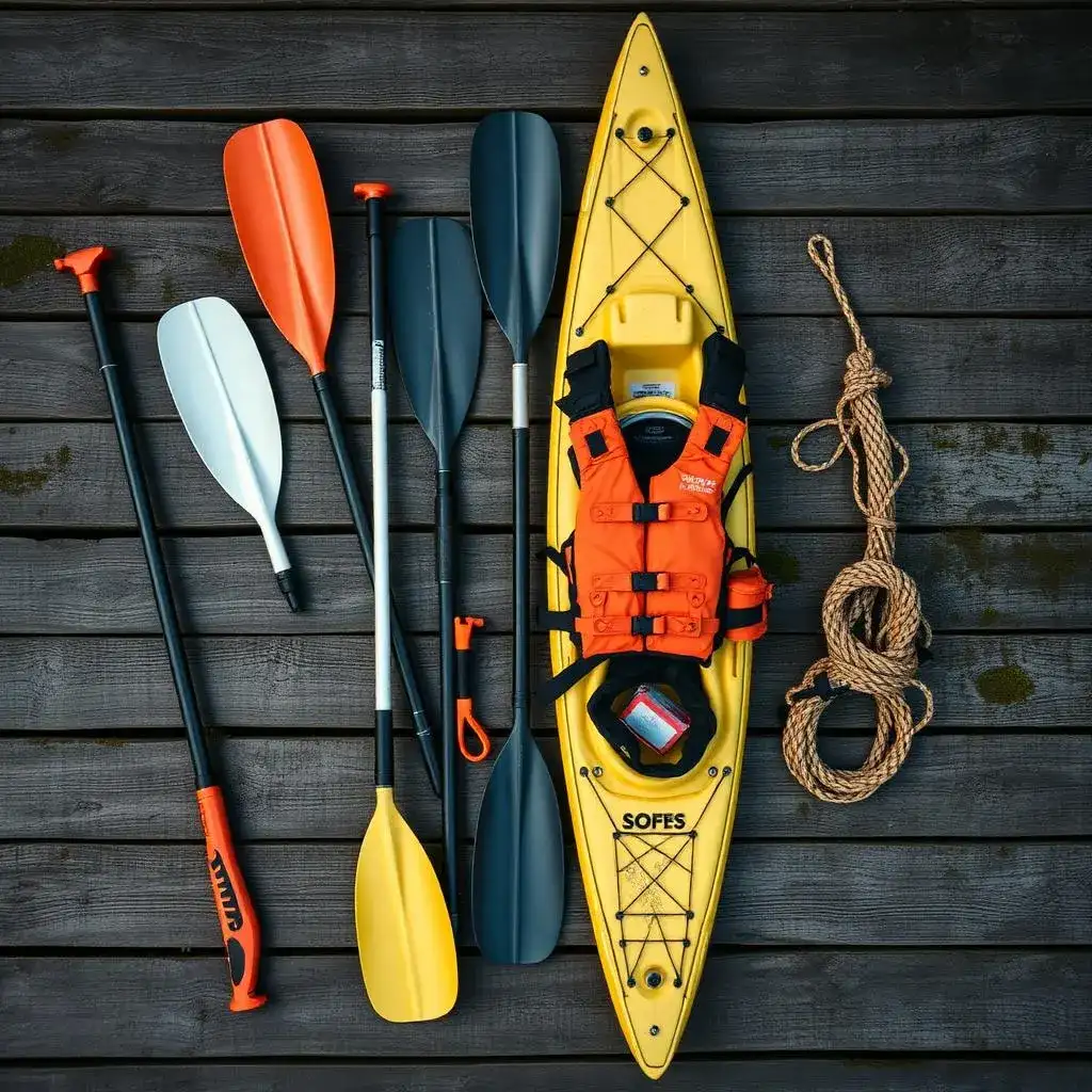 Several kayak types lined up on a shoreline for comparison